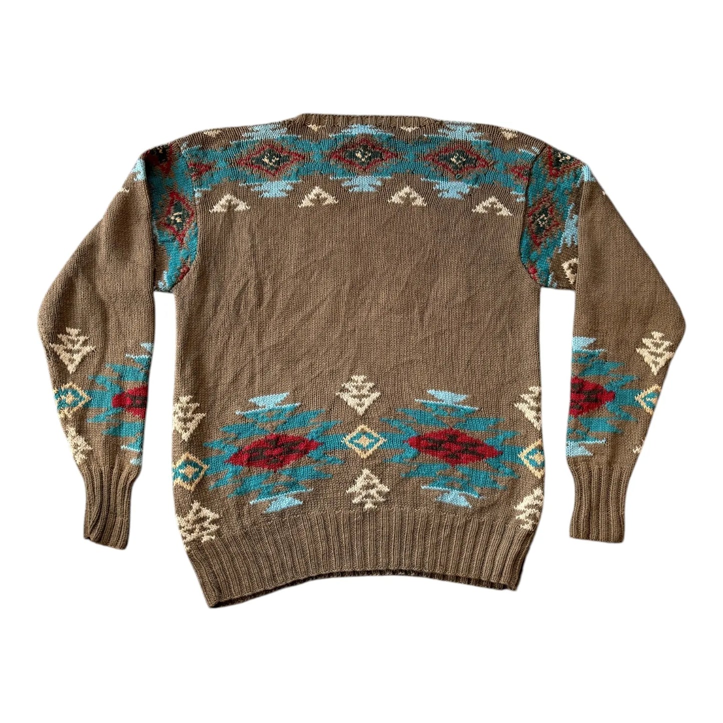 Medium Ralph Lauren Country Brown Hand Knitted Southwest Jumper