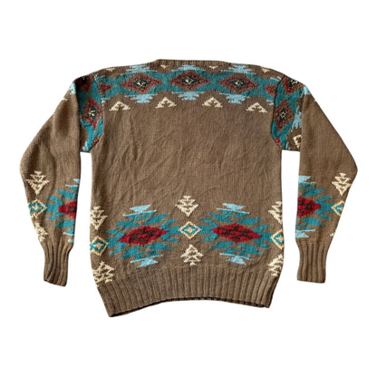 Medium Ralph Lauren Country Brown Hand Knitted Southwest Jumper