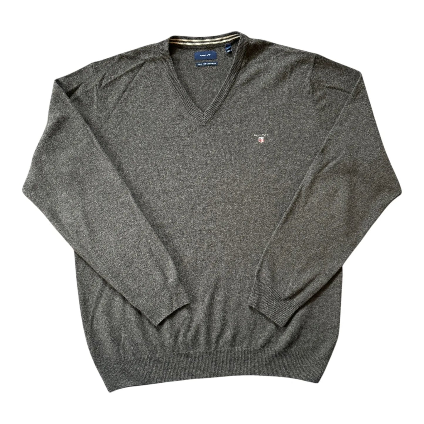 XXL Gant Grey Lambswool V-Neck Jumper