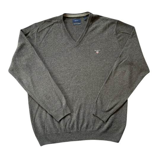 XXL Gant Grey Lambswool V-Neck Jumper