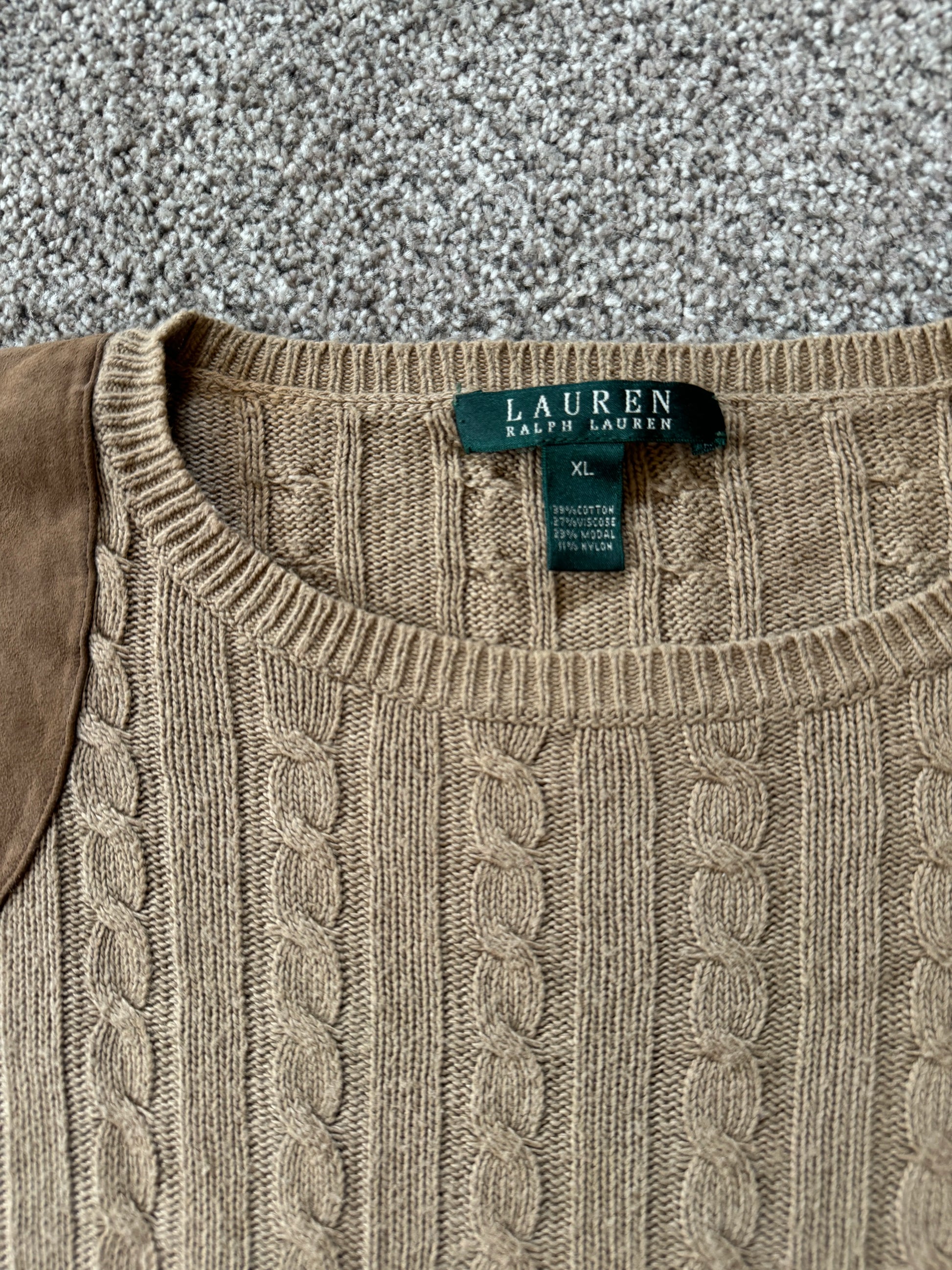 Women's Extra large Ralph Lauren Beige Soft Cable Knit