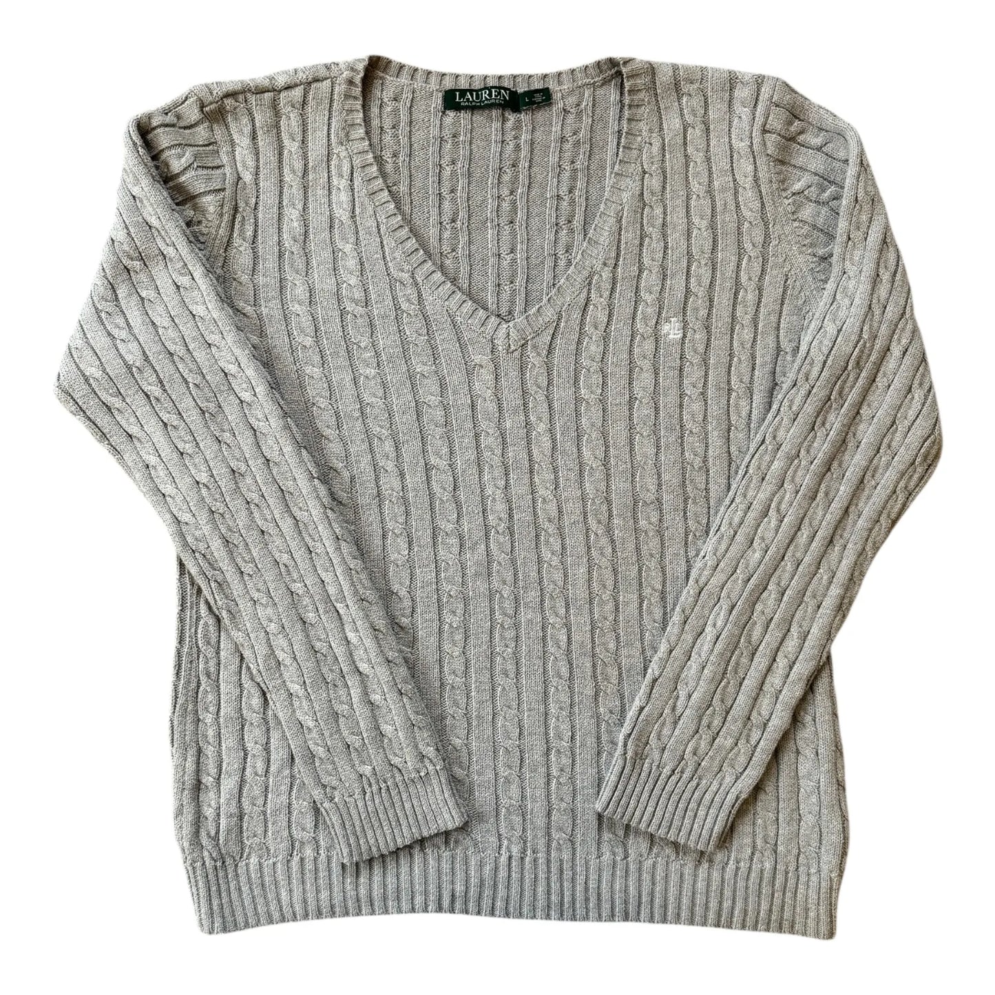 Women's Large Ralph Lauren Grey Cable Knit