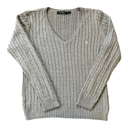 Women's Large Ralph Lauren Grey Cable Knit