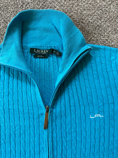Women's Medium Ralph Lauren Blue Full Zip Cable Knit