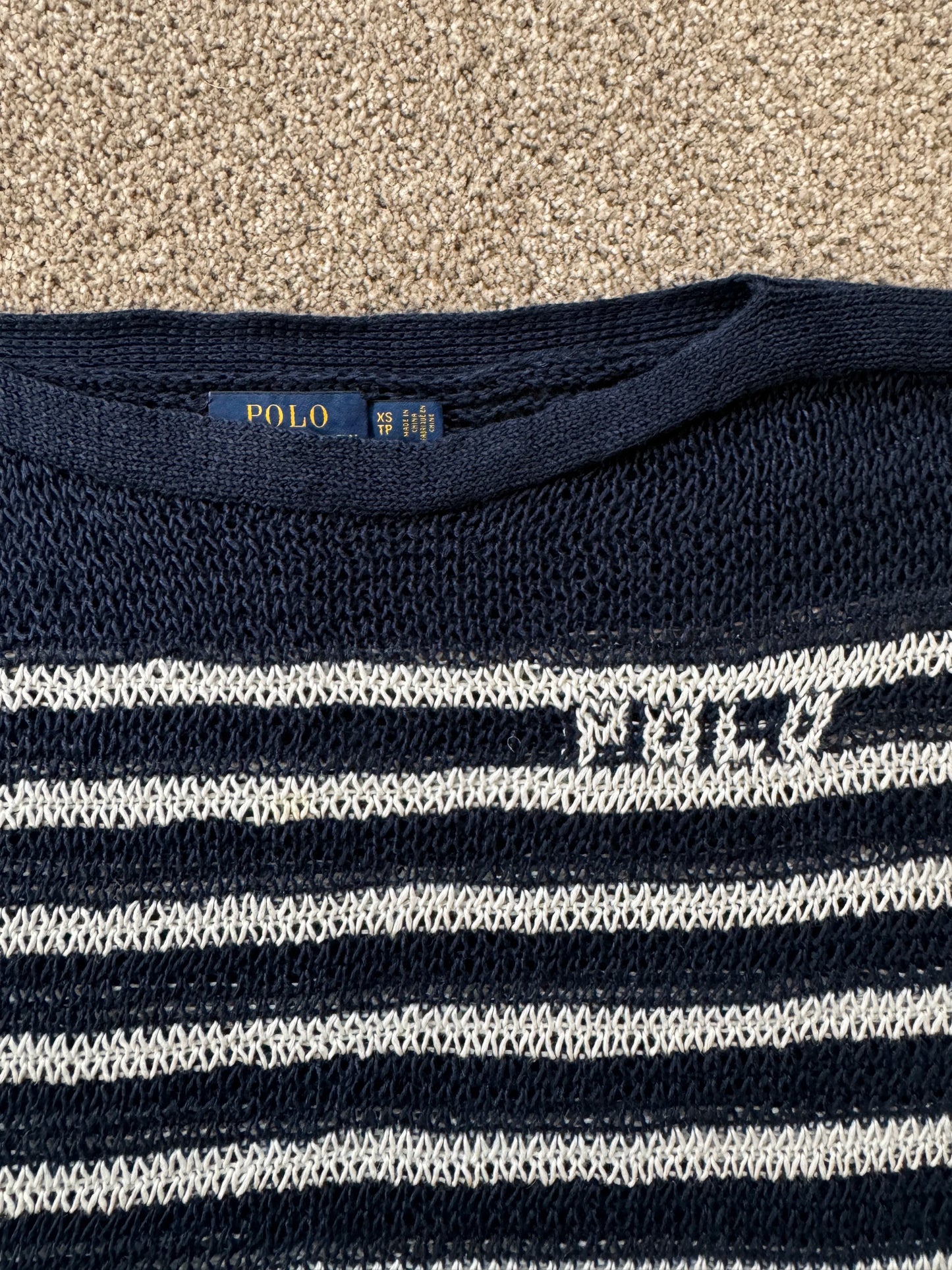 Women's Extra small Ralph Lauren Navy Linen Knitted Jumper