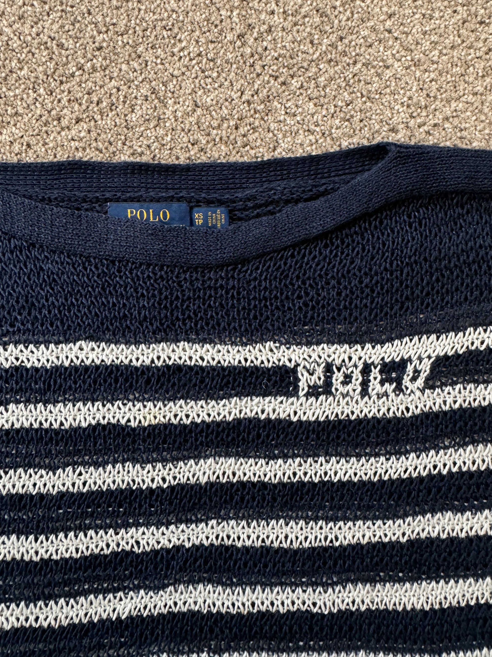 Women's Extra small Ralph Lauren Navy Linen Knitted Jumper