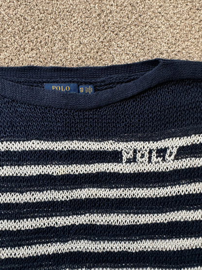 Women's Extra small Ralph Lauren Navy Linen Knitted Jumper