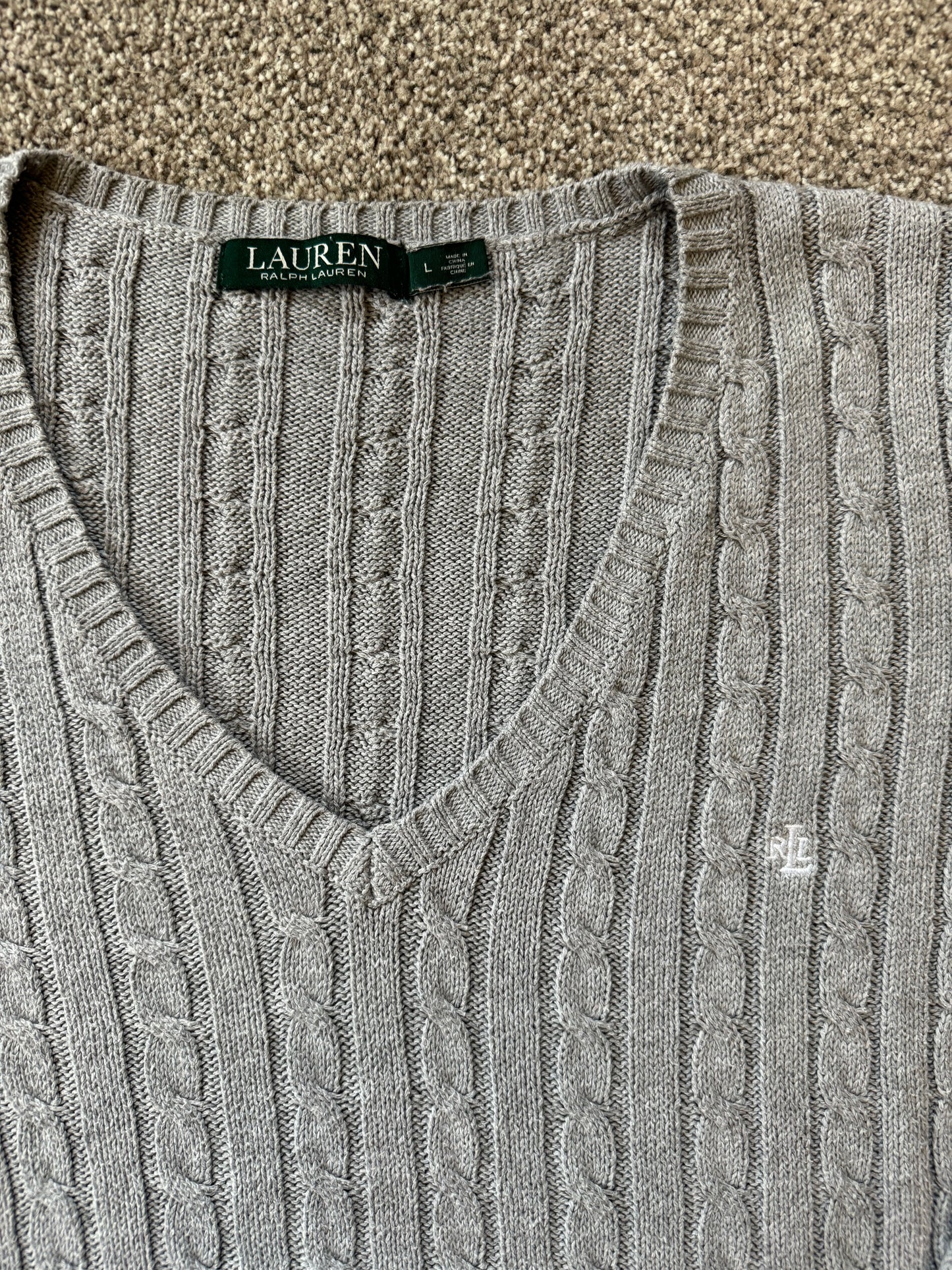 Women's Large Ralph Lauren Grey Cable Knit