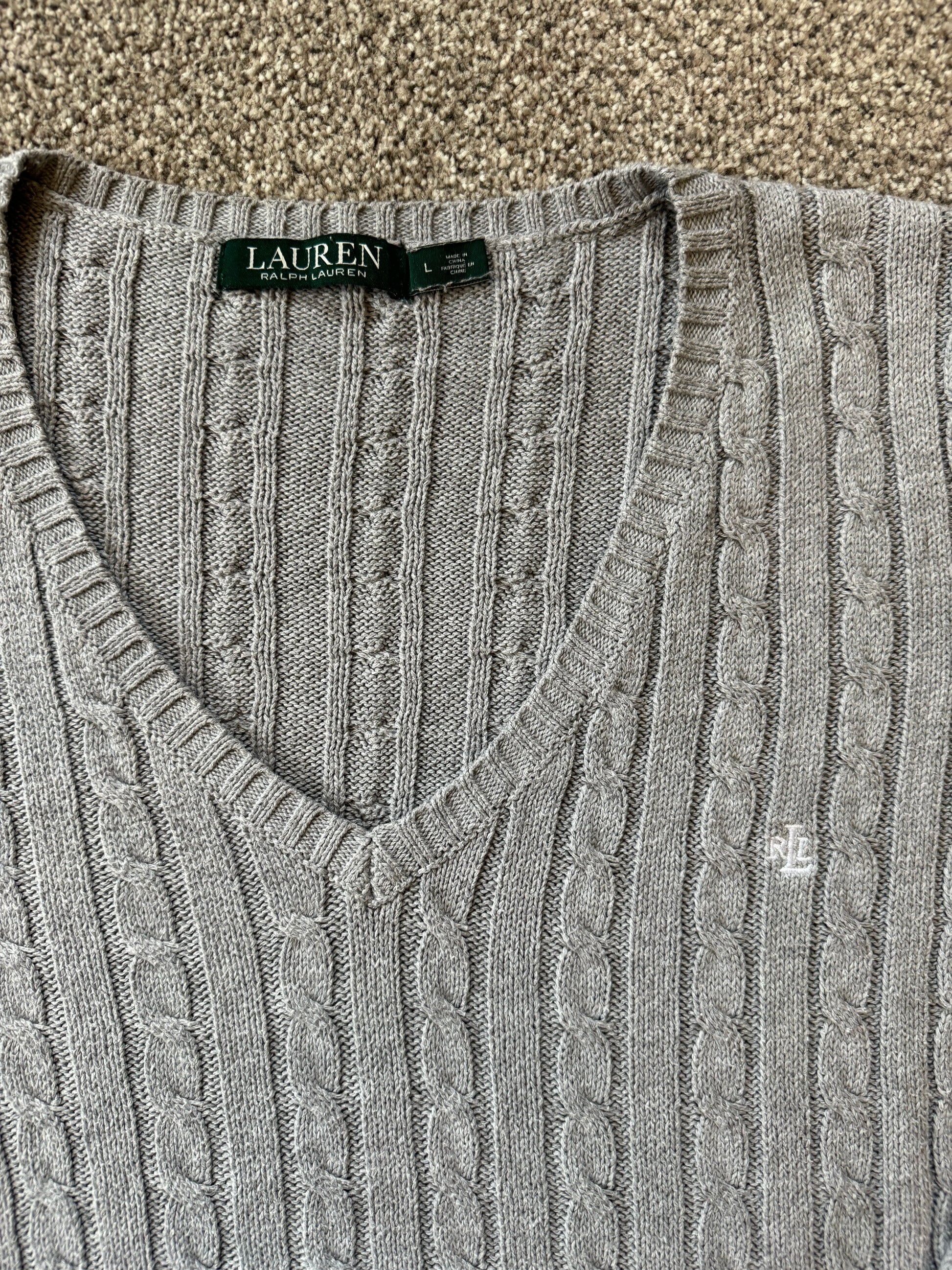Women's Large Ralph Lauren Grey Cable Knit