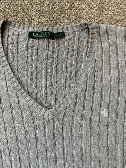 Women's Large Ralph Lauren Grey Cable Knit