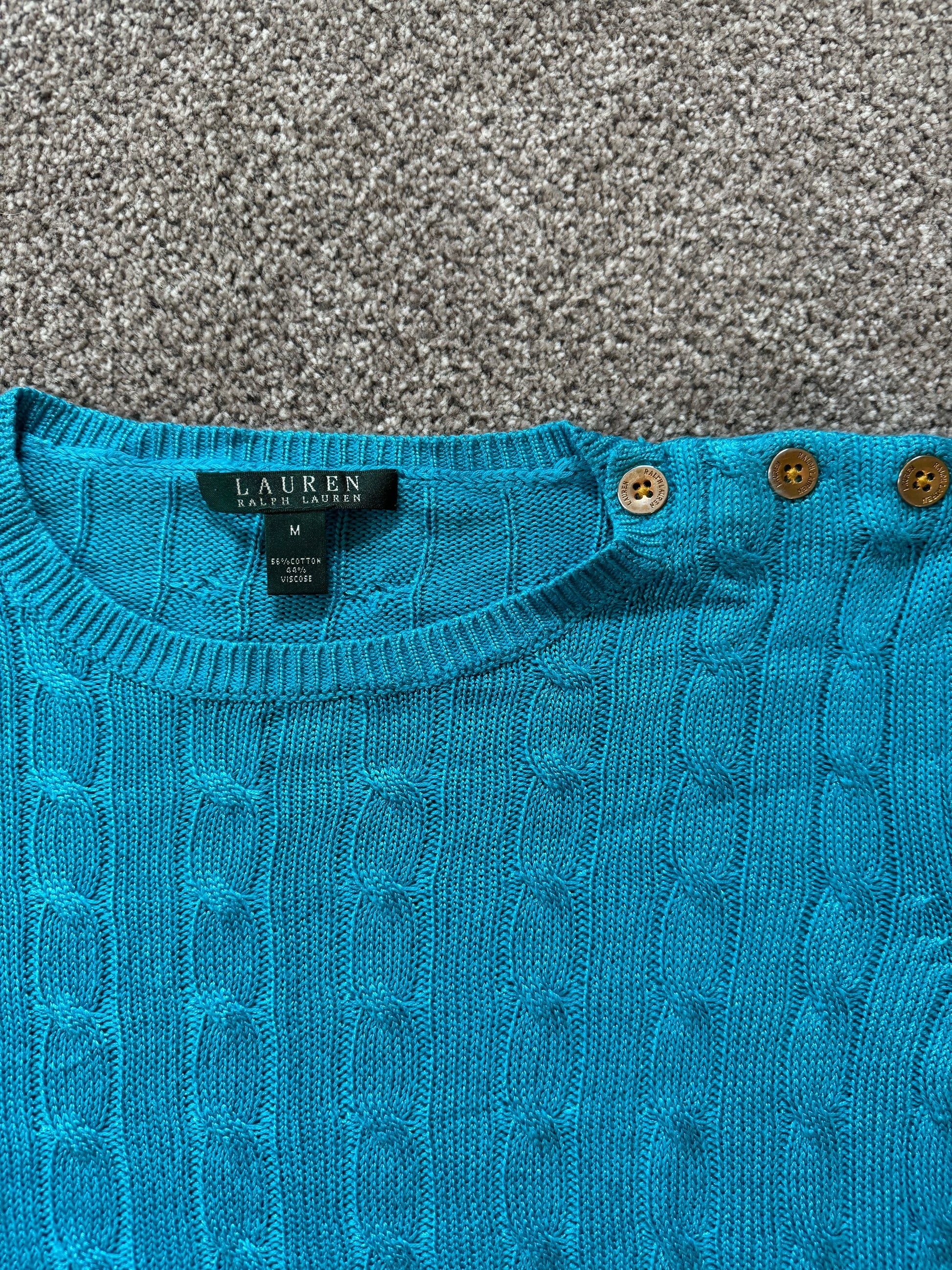 Women's Medium Ralph Lauren Blue Cable Knit