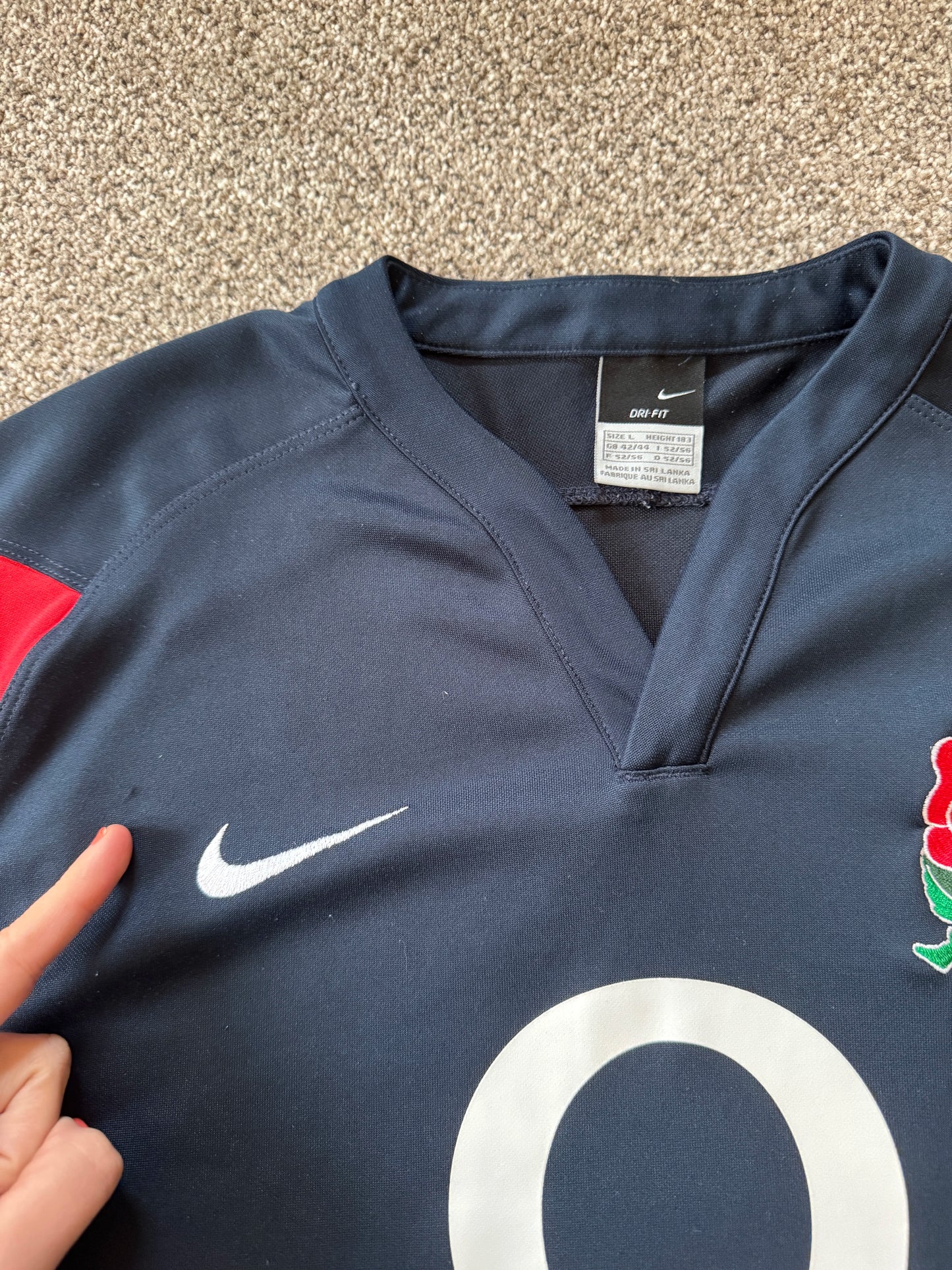 Large Nike Black England Rugby Shirt
