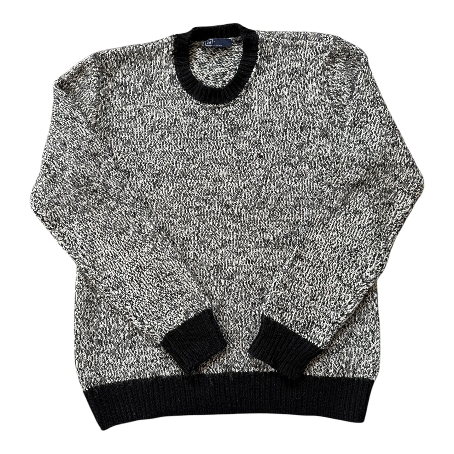 Large Gap Black Fuzzy Knitted Jumper