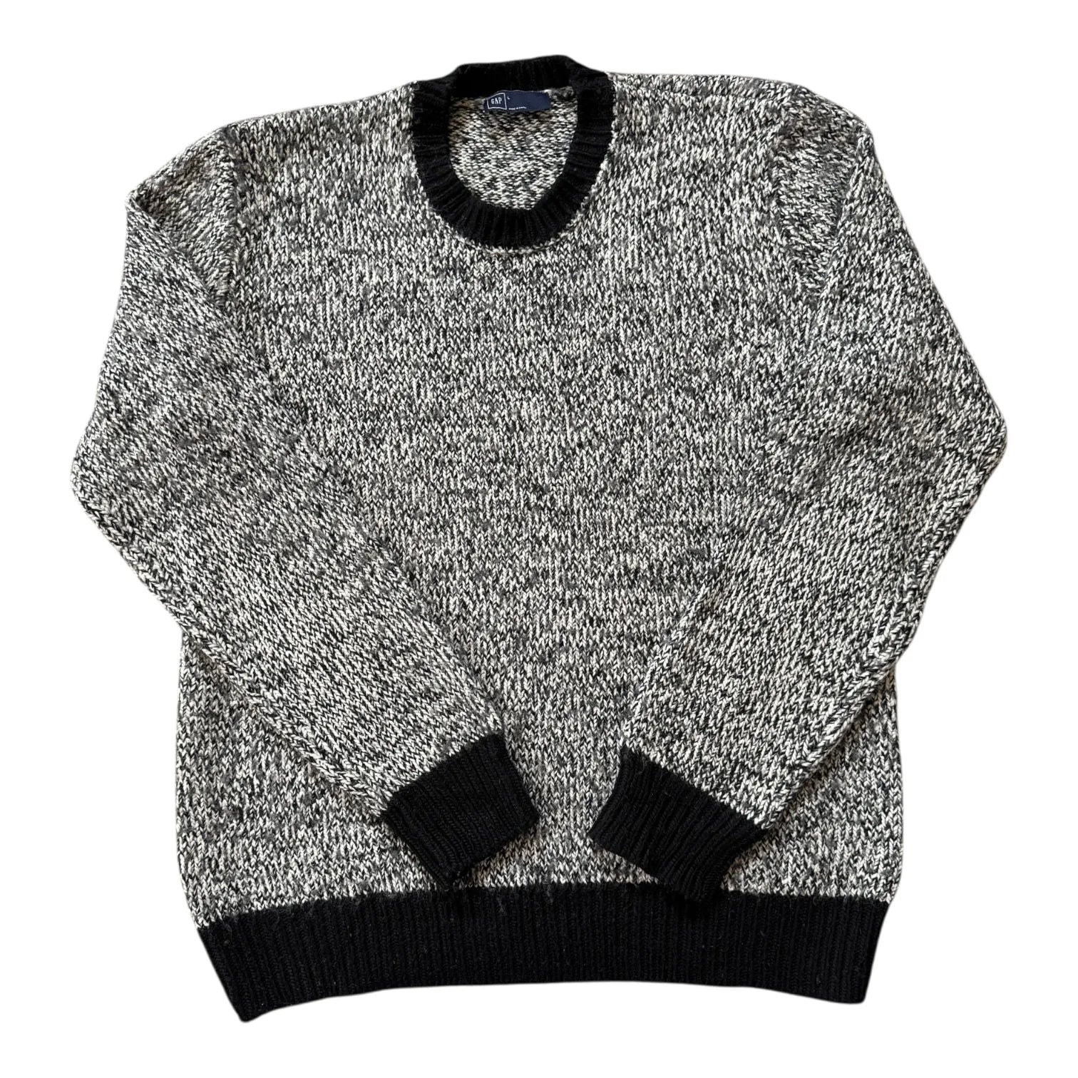 Large Gap Black Fuzzy Knitted Jumper