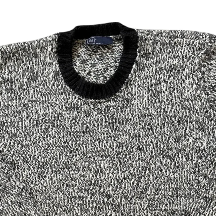 Large Gap Black Fuzzy Knitted Jumper