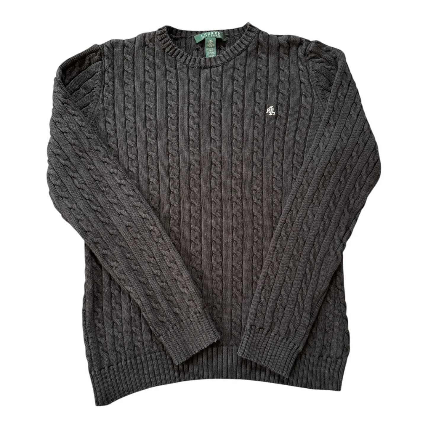 Women's Medium Ralph Lauren Black Cable Knit
