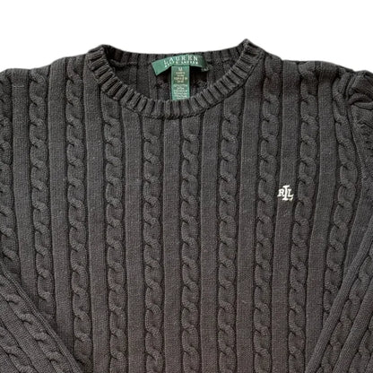 Women's Medium Ralph Lauren Black Cable Knit