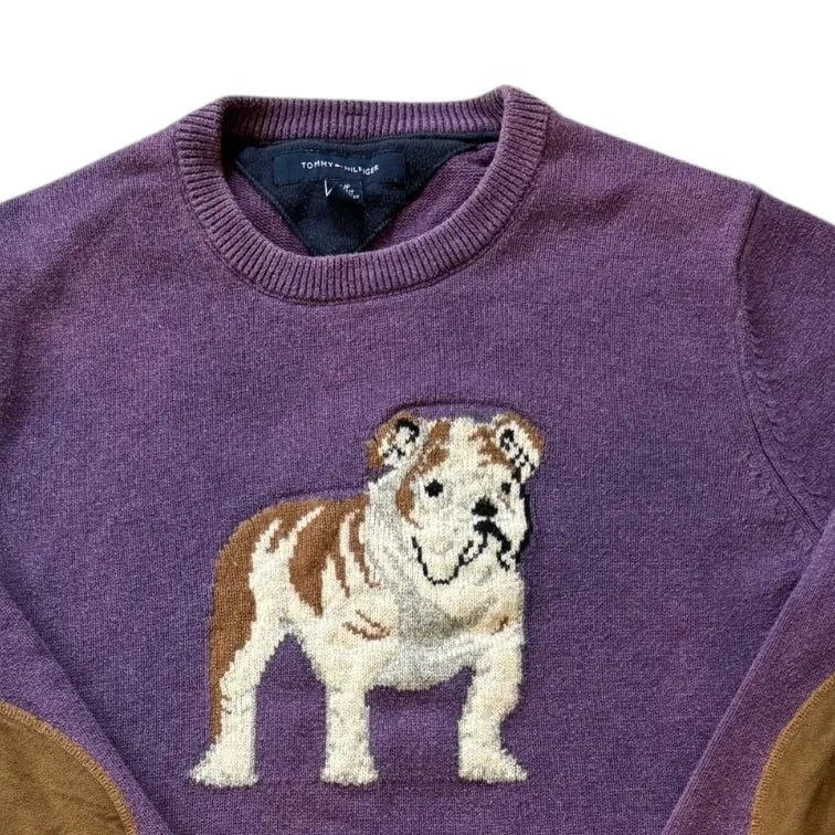 Small Tommy Hilfiger Purple Bulldog Knitted Jumper