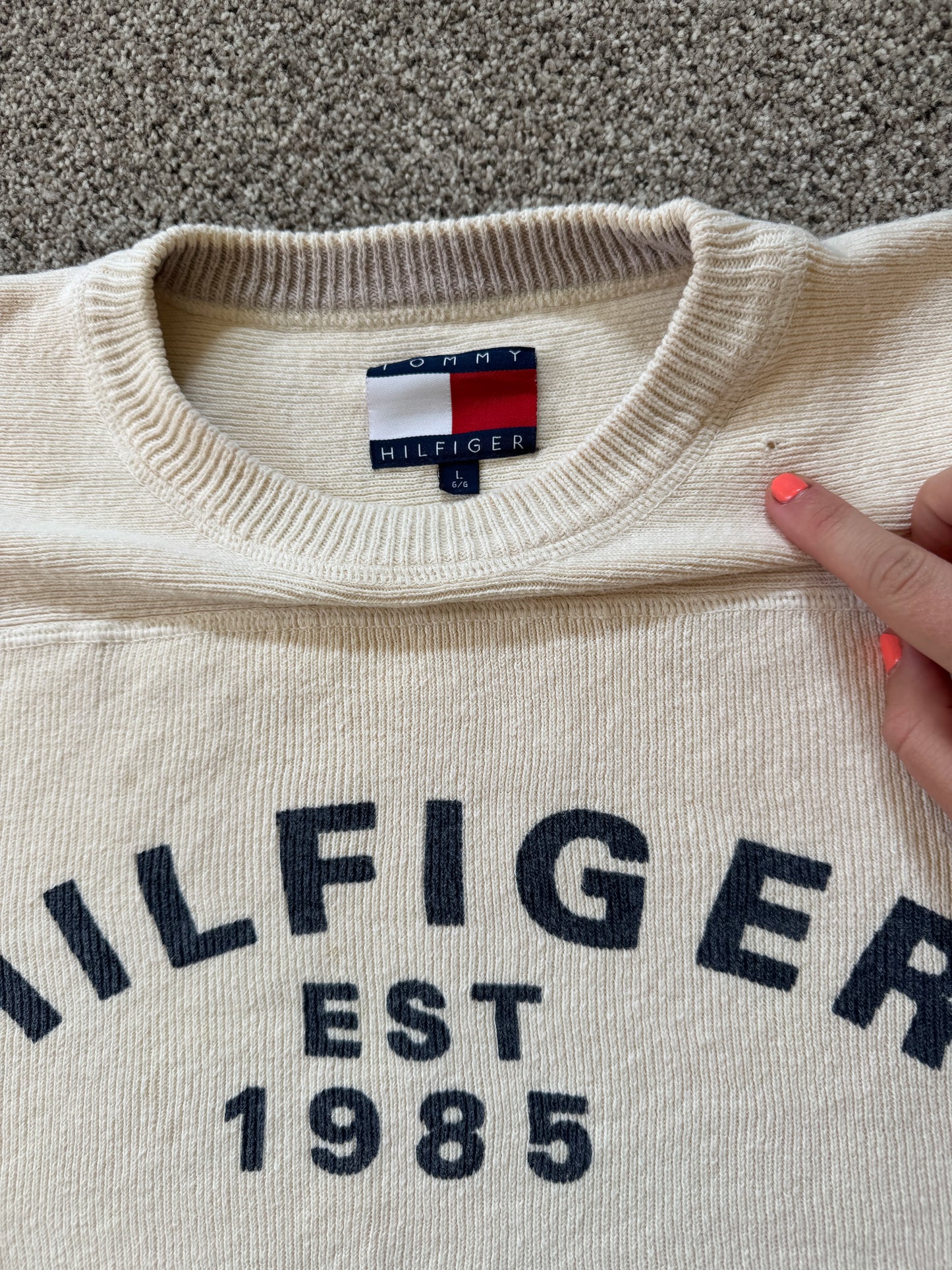 Large Tommy Hilfiger Beige Knitted Jumper