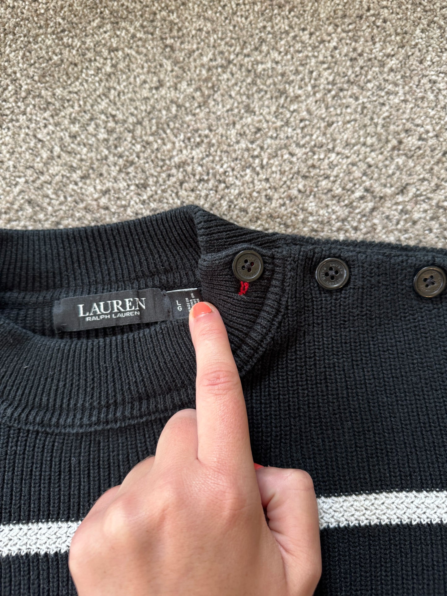 Women's Small Ralph Lauren Black Label Striped Knitted Jumper