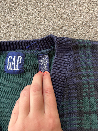 Large Gap 90's Green Plaid Sweater Vest