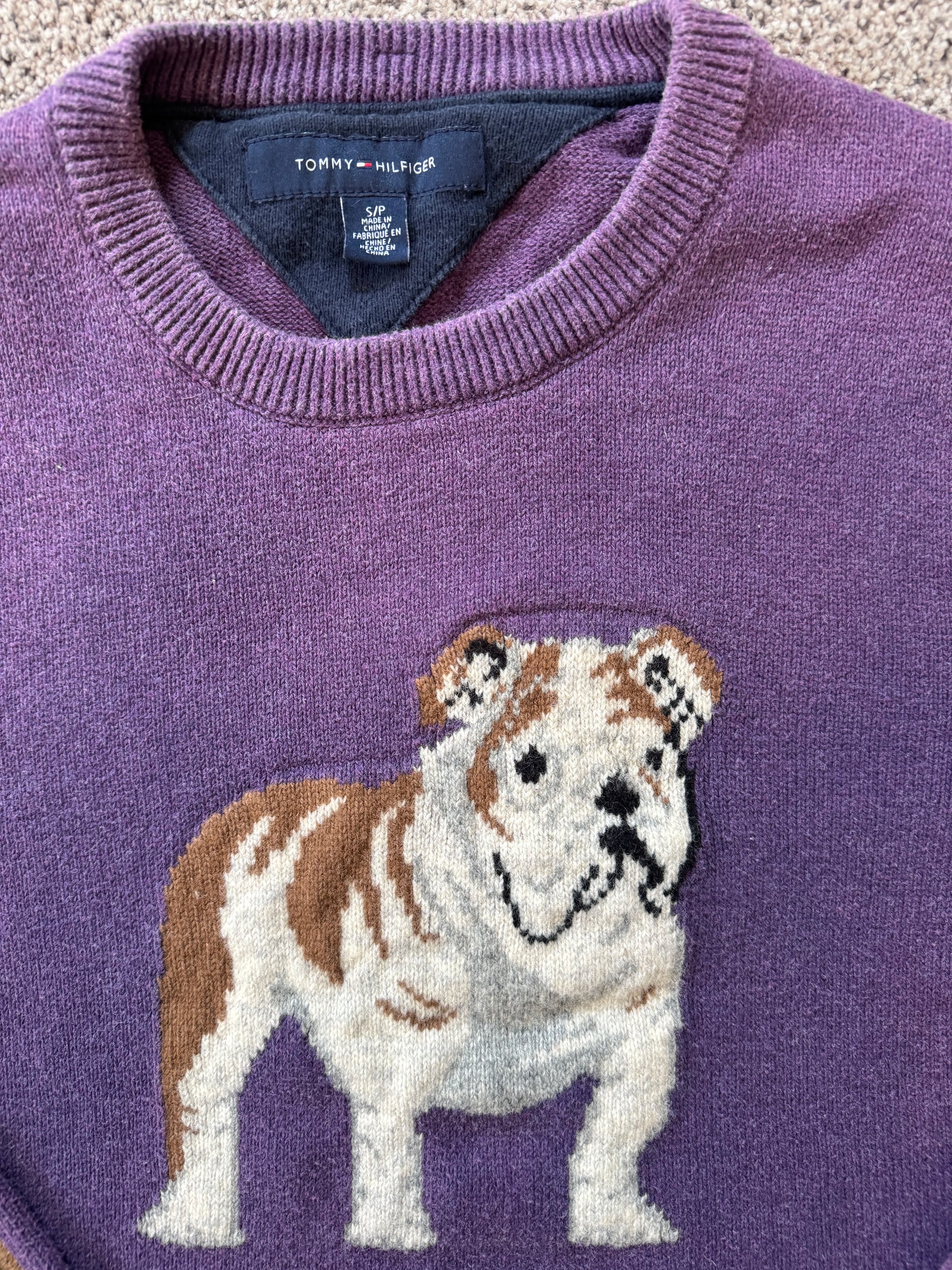 Small Tommy Hilfiger Purple Bulldog Knitted Jumper