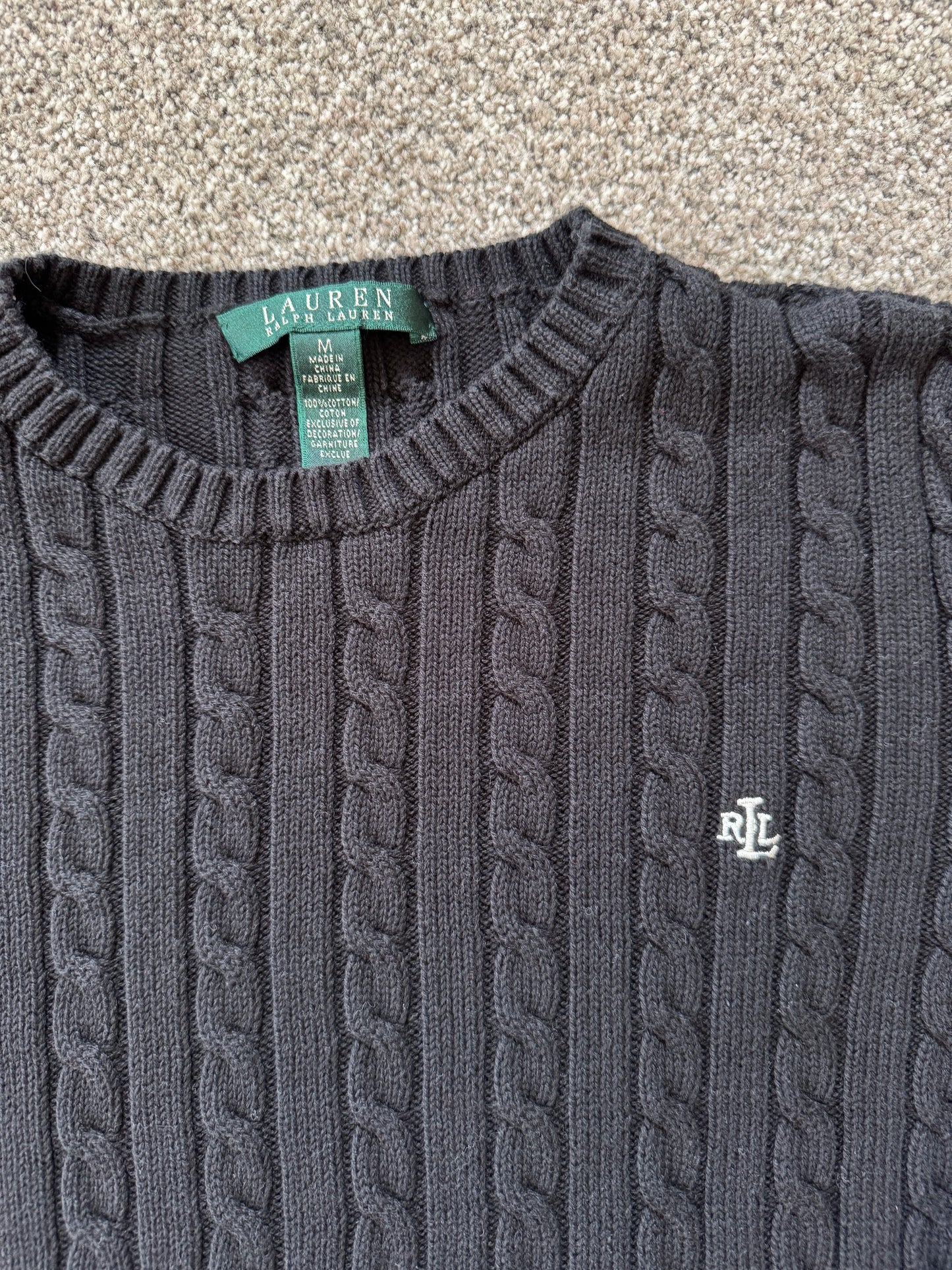 Women's Medium Ralph Lauren Black Cable Knit