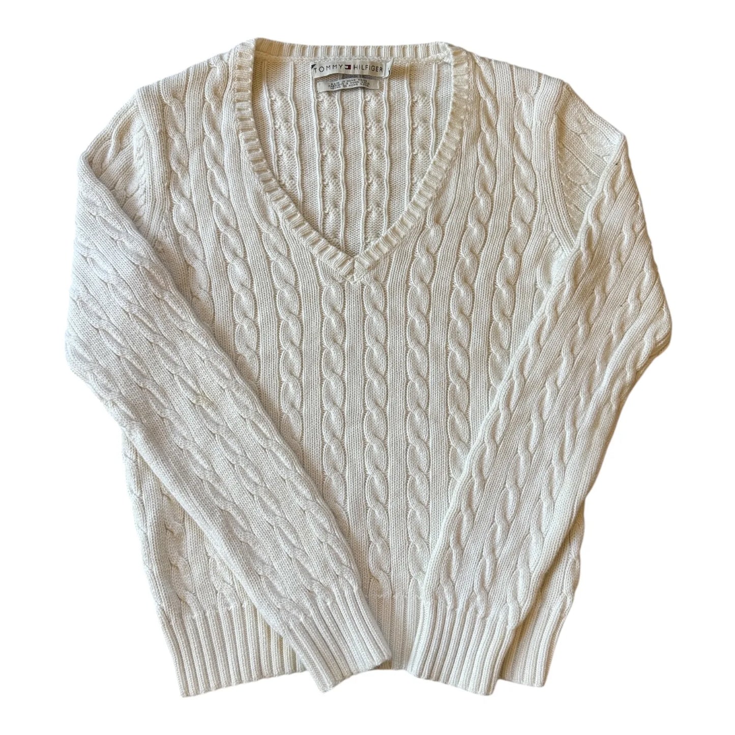 Women's Medium Tommy Hilfiger White Cable Knit