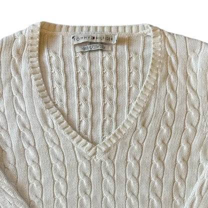 Women's Medium Tommy Hilfiger White Cable Knit