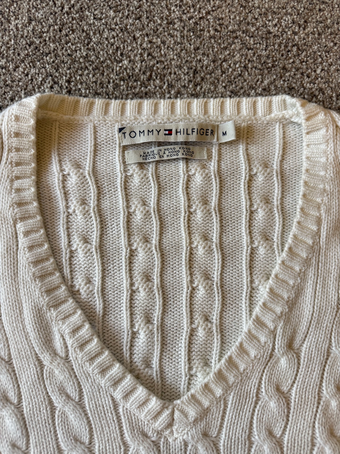 Women's Medium Tommy Hilfiger White Cable Knit