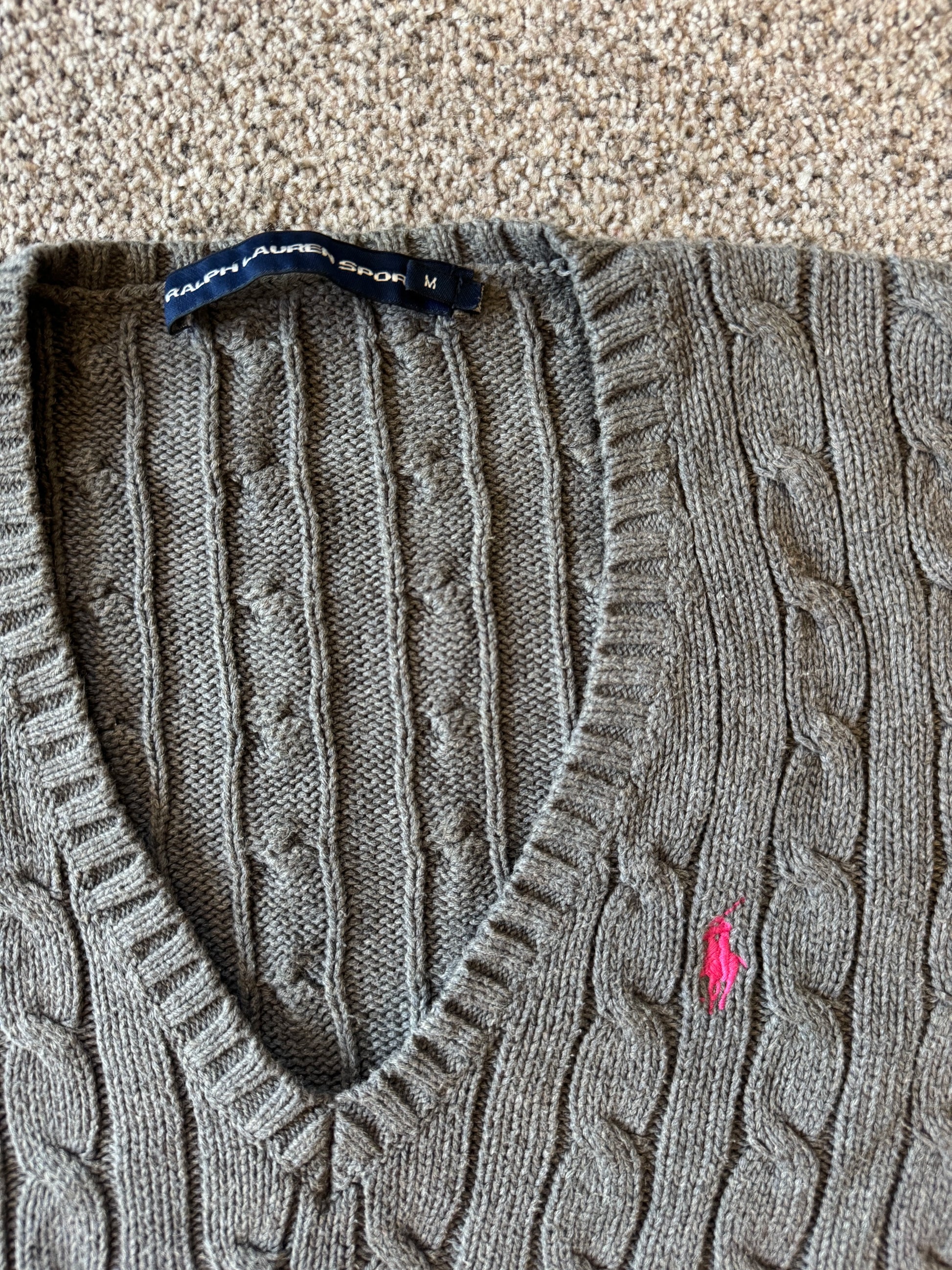 Women's Medium Ralph Lauren Grey Cable Knit
