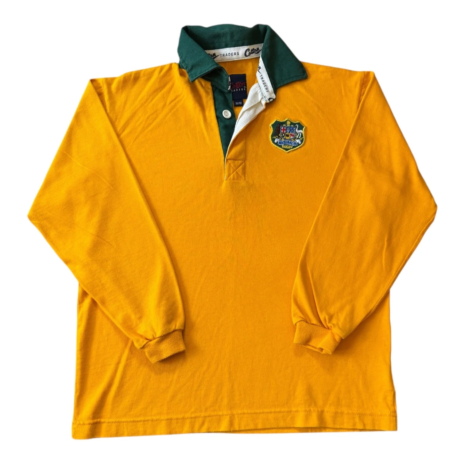 Aged 11/12 Cotton Traders Yellow Australia Rugby Shirt