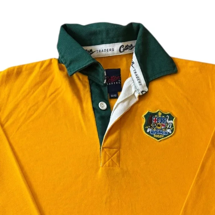Aged 11/12 Cotton Traders Yellow Australia Rugby Shirt