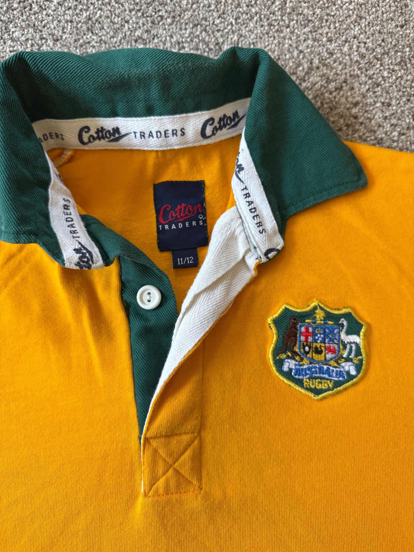 Aged 11/12 Cotton Traders Yellow Australia Rugby Shirt