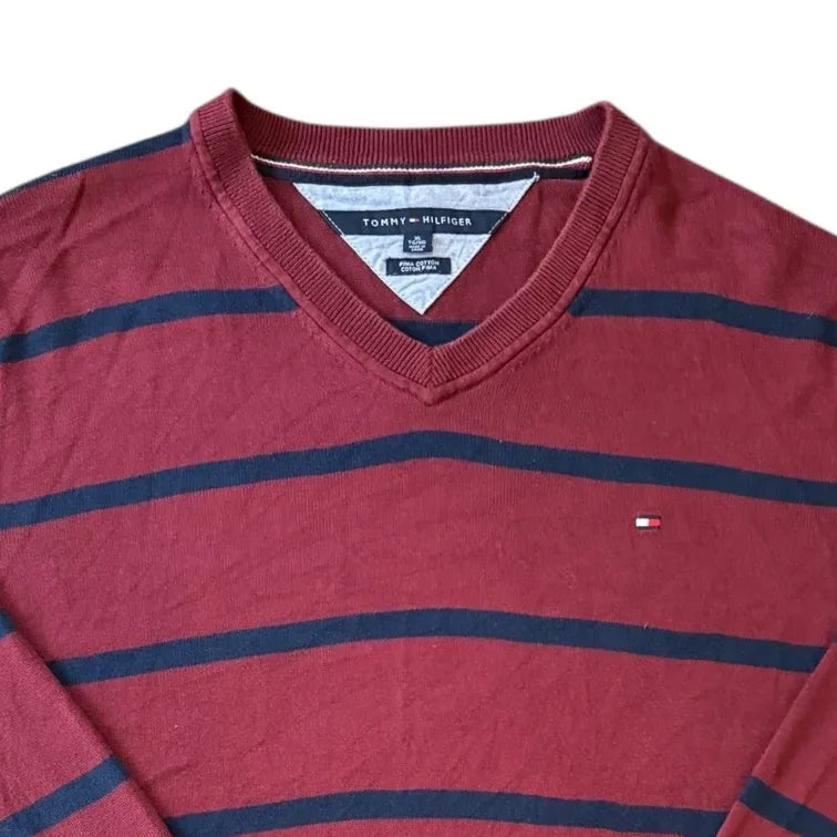 Extra large Tommy Hilfiger Burgundy V-Neck Jumper