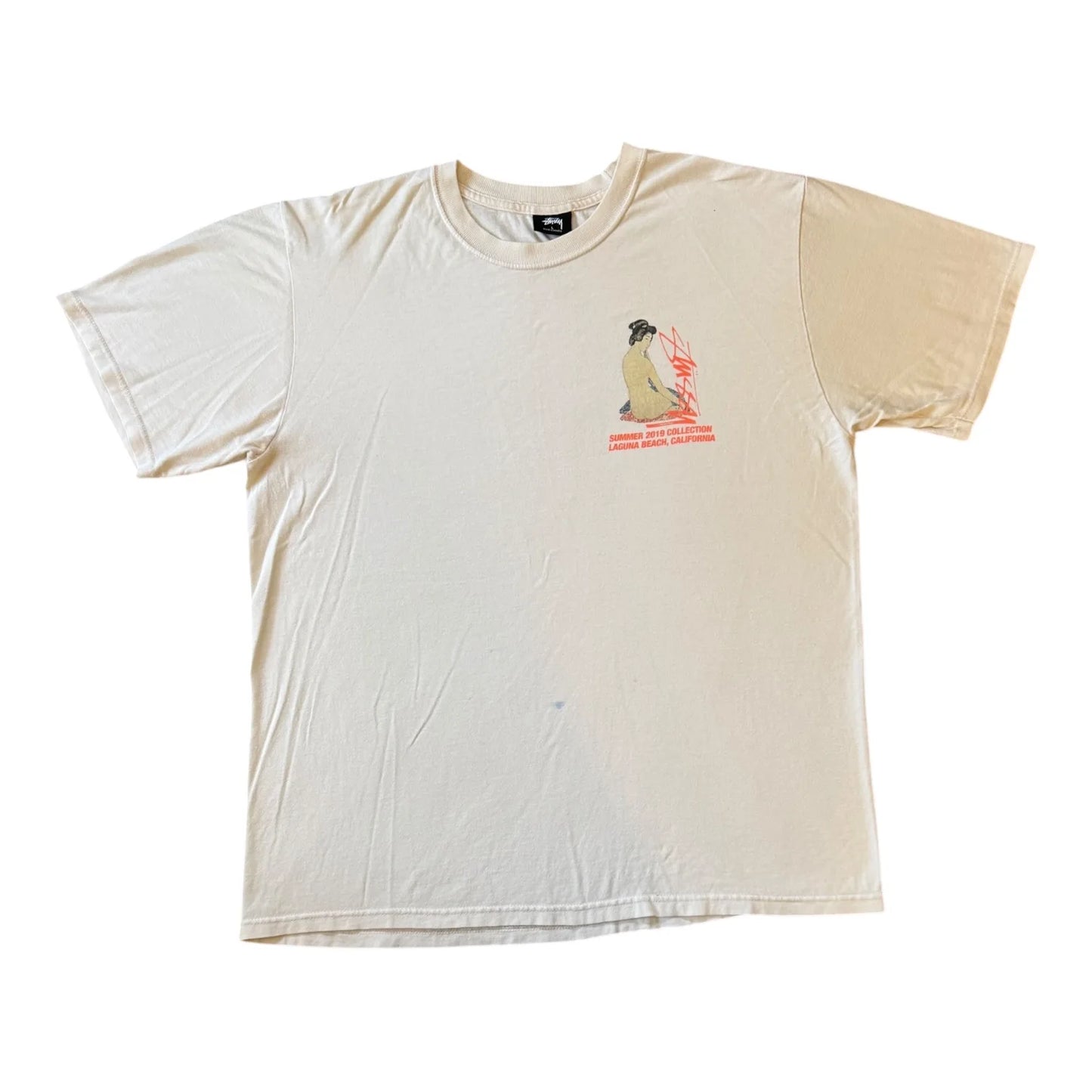 Large Stussy White Geisha T-Shirt