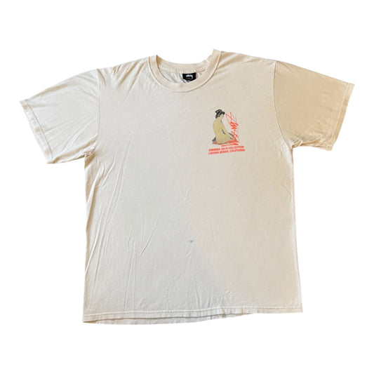 Large Stussy White Geisha T-Shirt