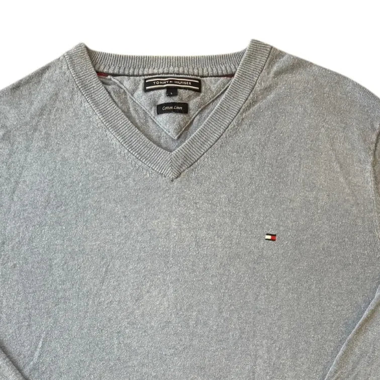 Large Tommy Hilfiger Blue V-Neck Jumper
