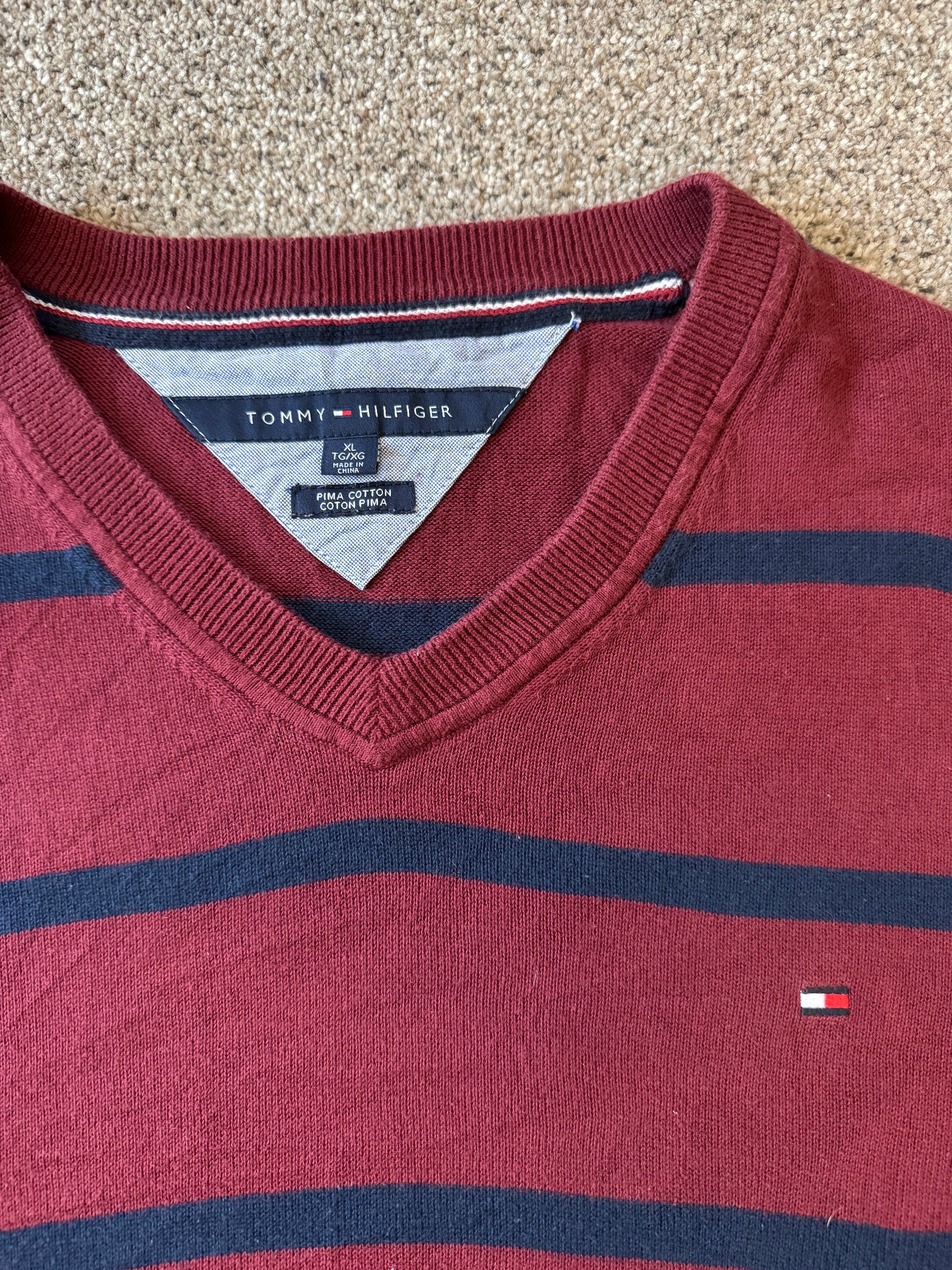 Extra large Tommy Hilfiger Burgundy V-Neck Jumper