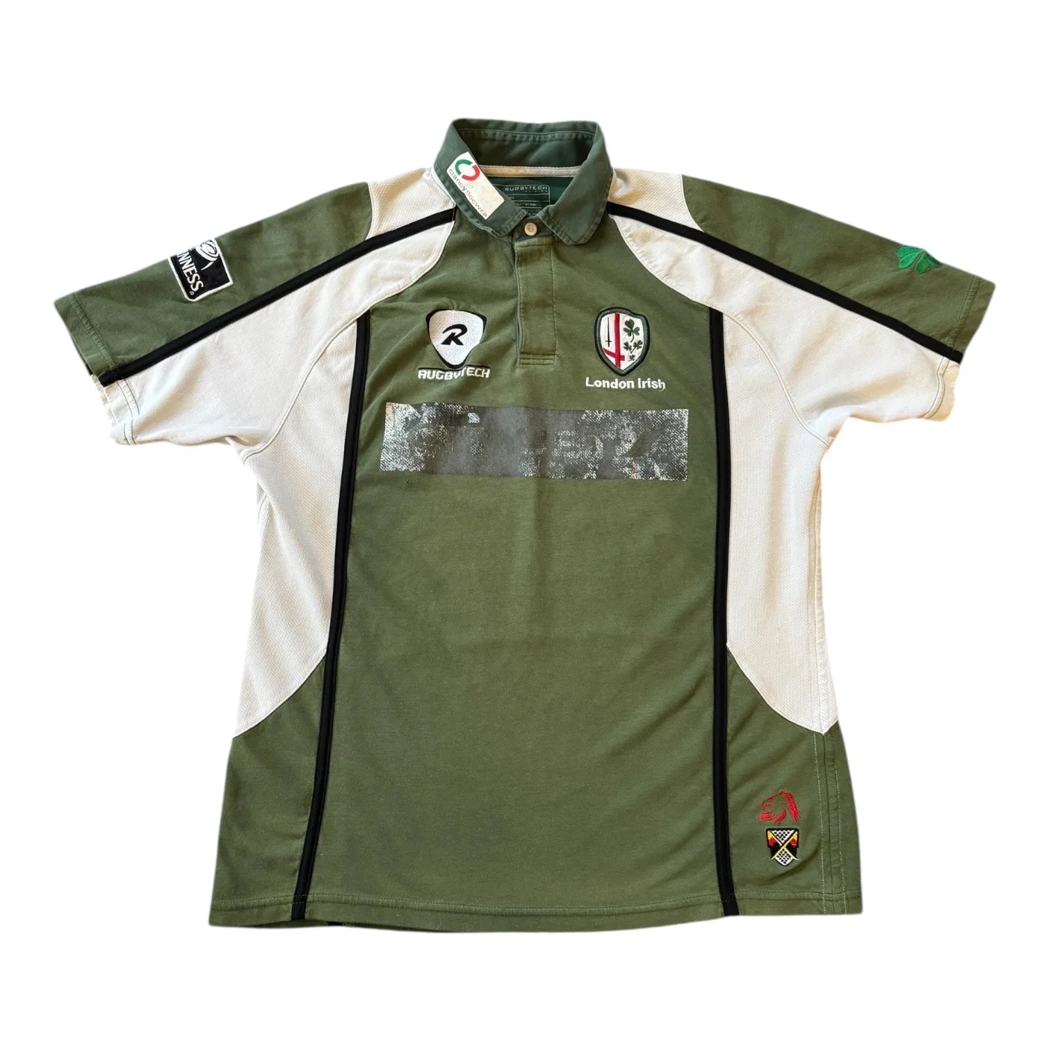 Large Rugby Tech Green London Irish 2008/09 Rugby Shirt