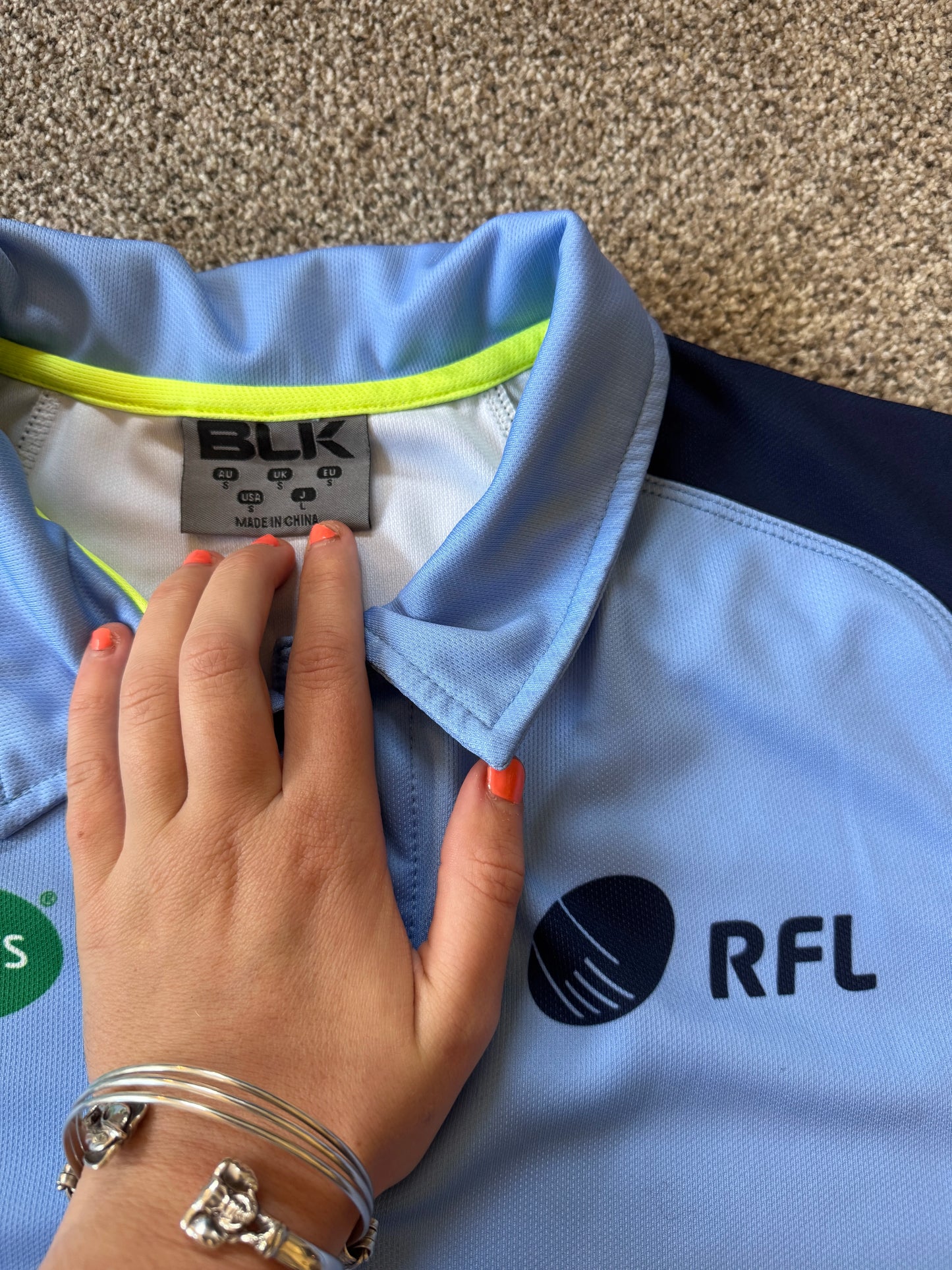 Small Blk Blue Rugby Referee Polo Shirt