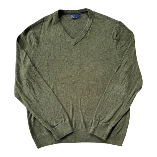 Large Gap Green V-Neck Jumper