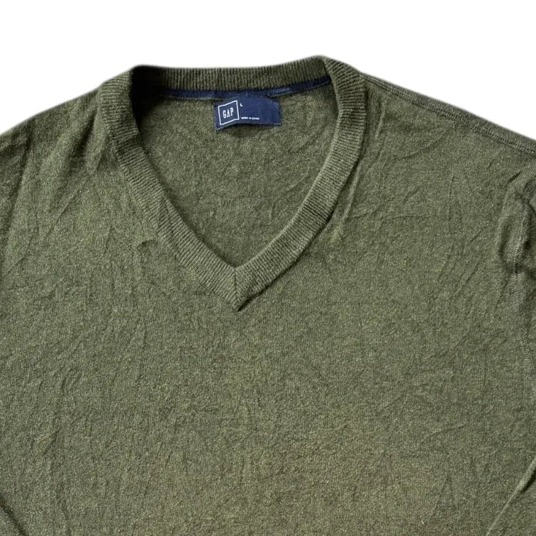Large Gap Green V-Neck Jumper