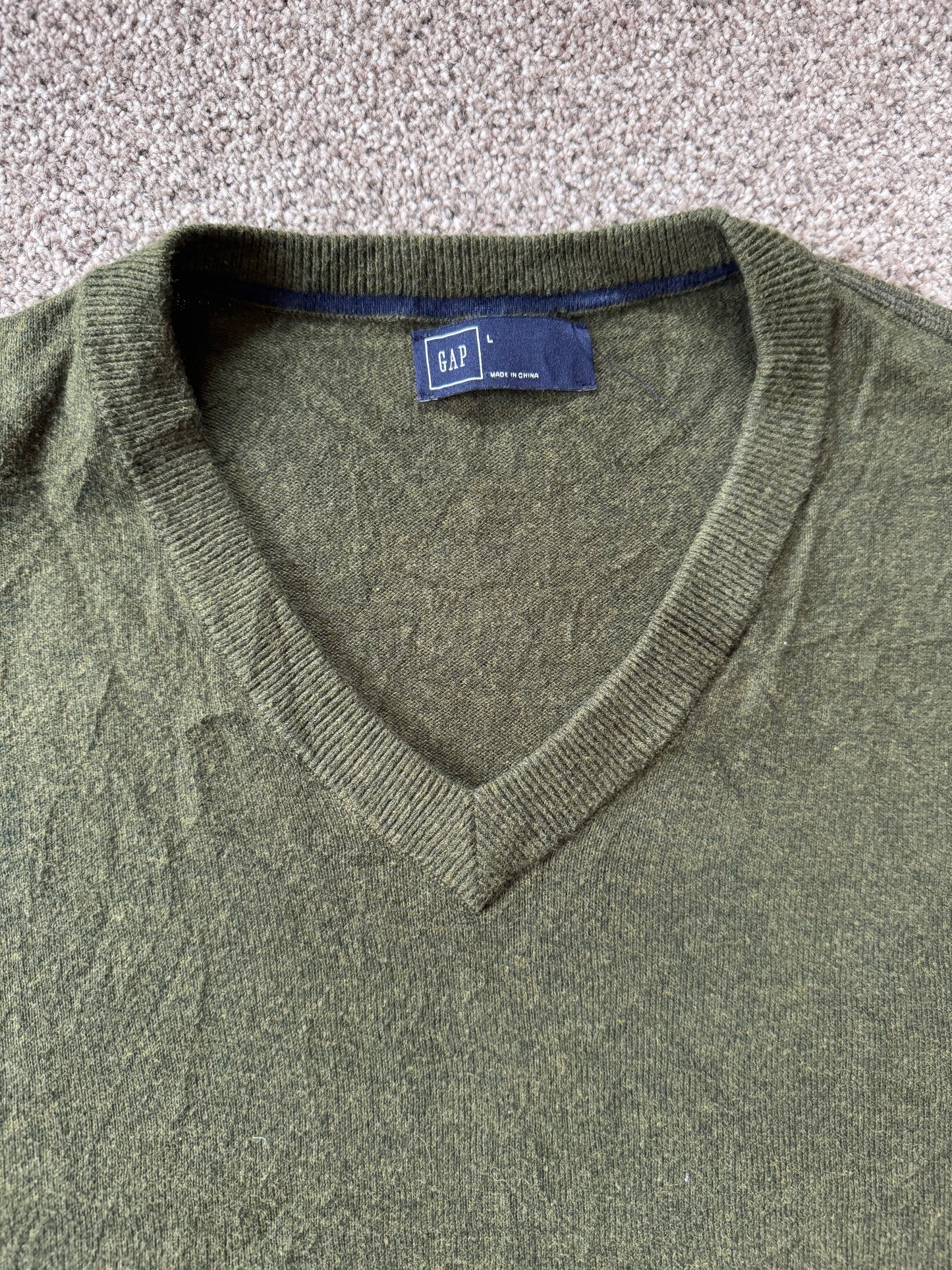 Large Gap Green V-Neck Jumper