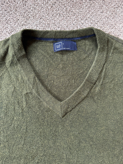 Large Gap Green V-Neck Jumper