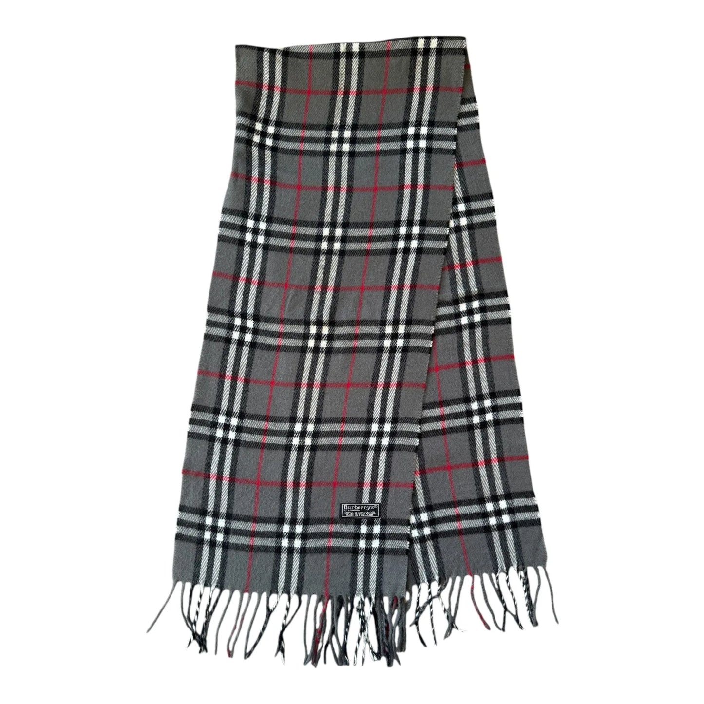 Burberrys Grey Lambswool Scarf