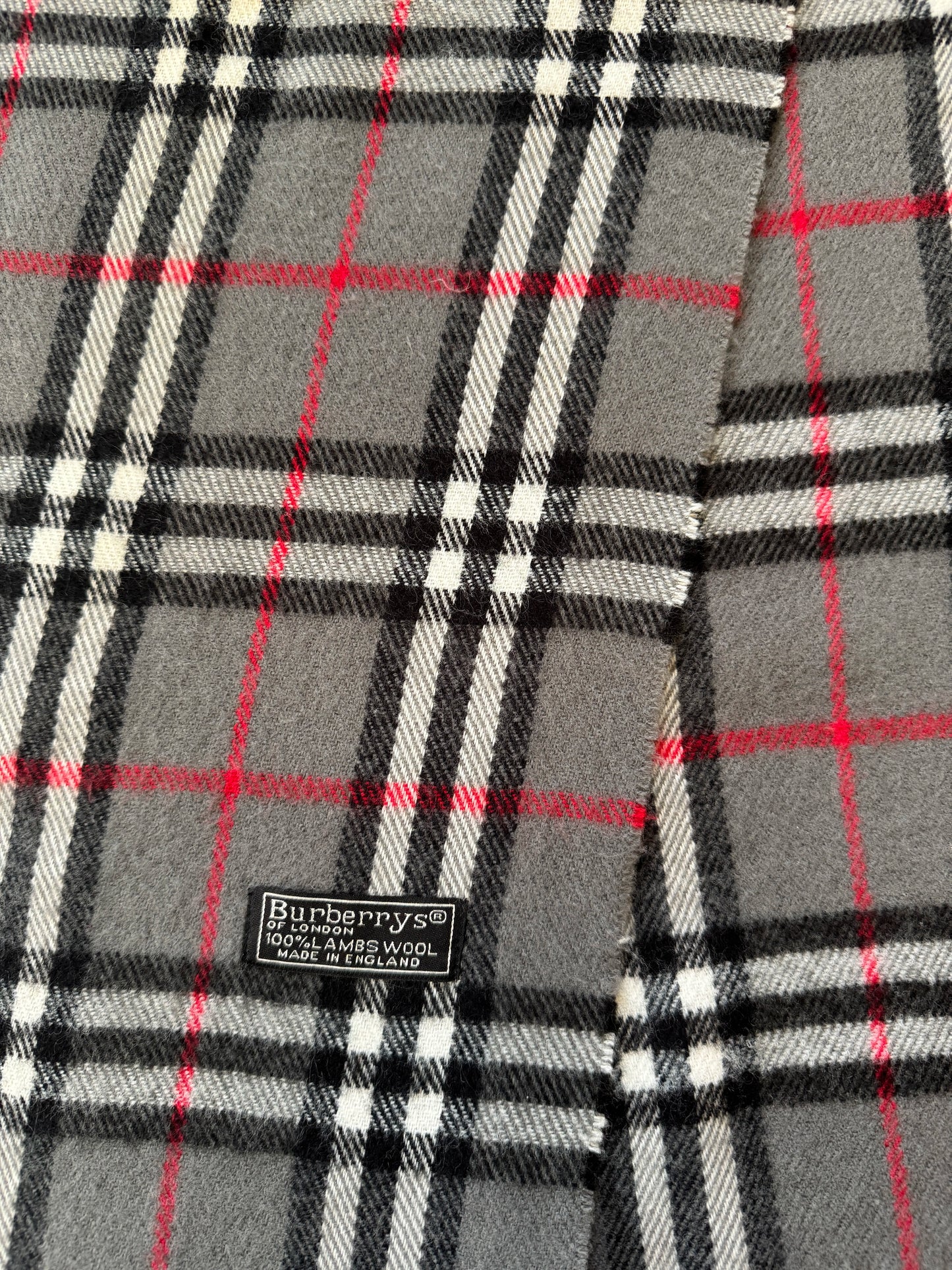 Burberrys Grey Lambswool Scarf