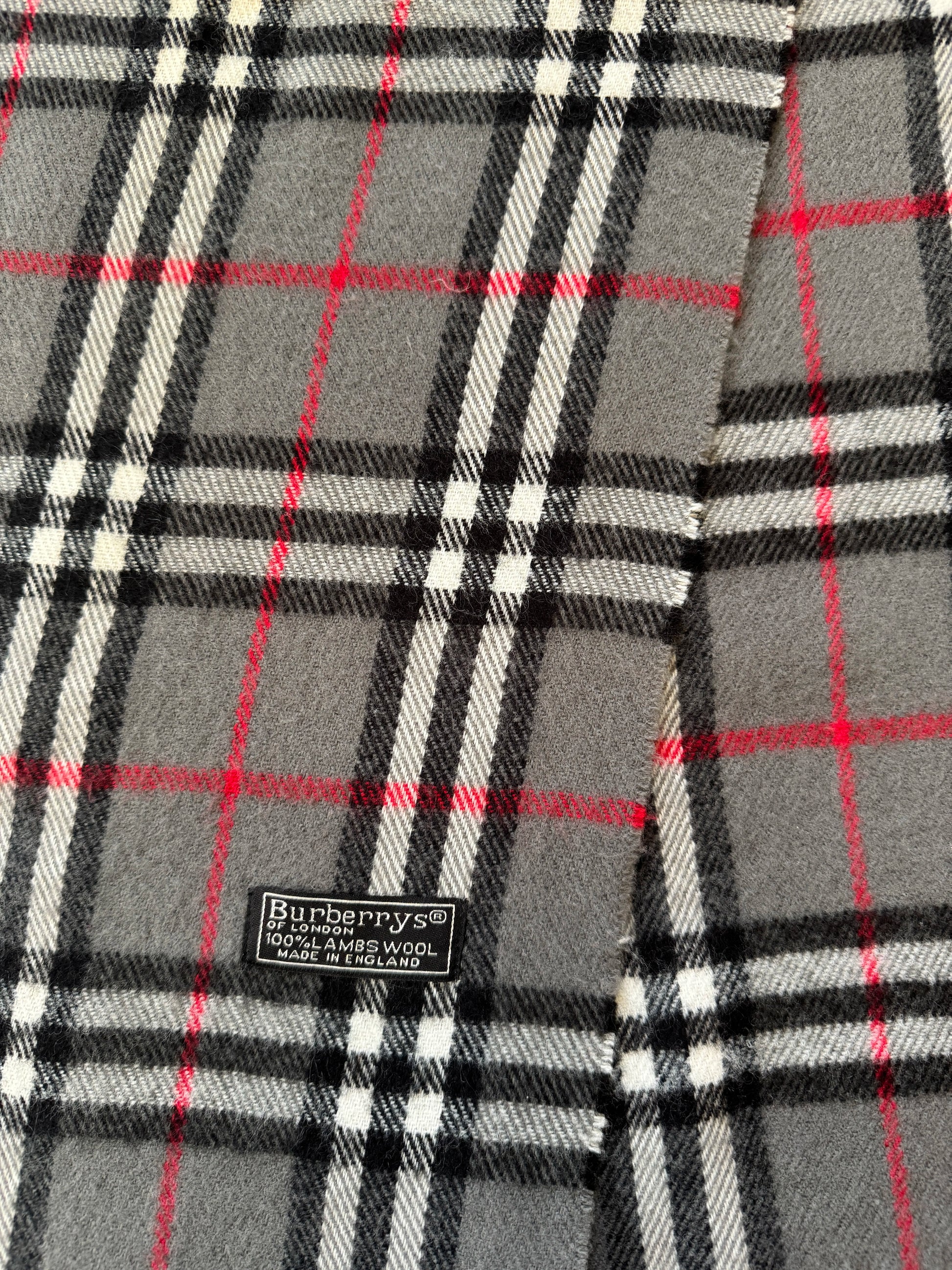 Burberrys Grey Lambswool Scarf