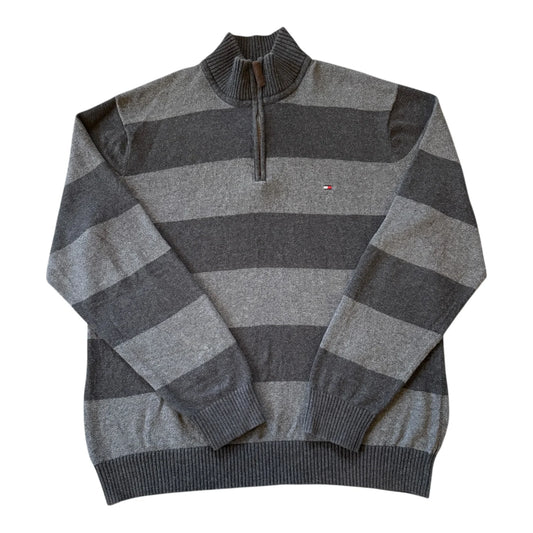 Medium Tommy Hilfiger Grey Striped 1/4 Zip