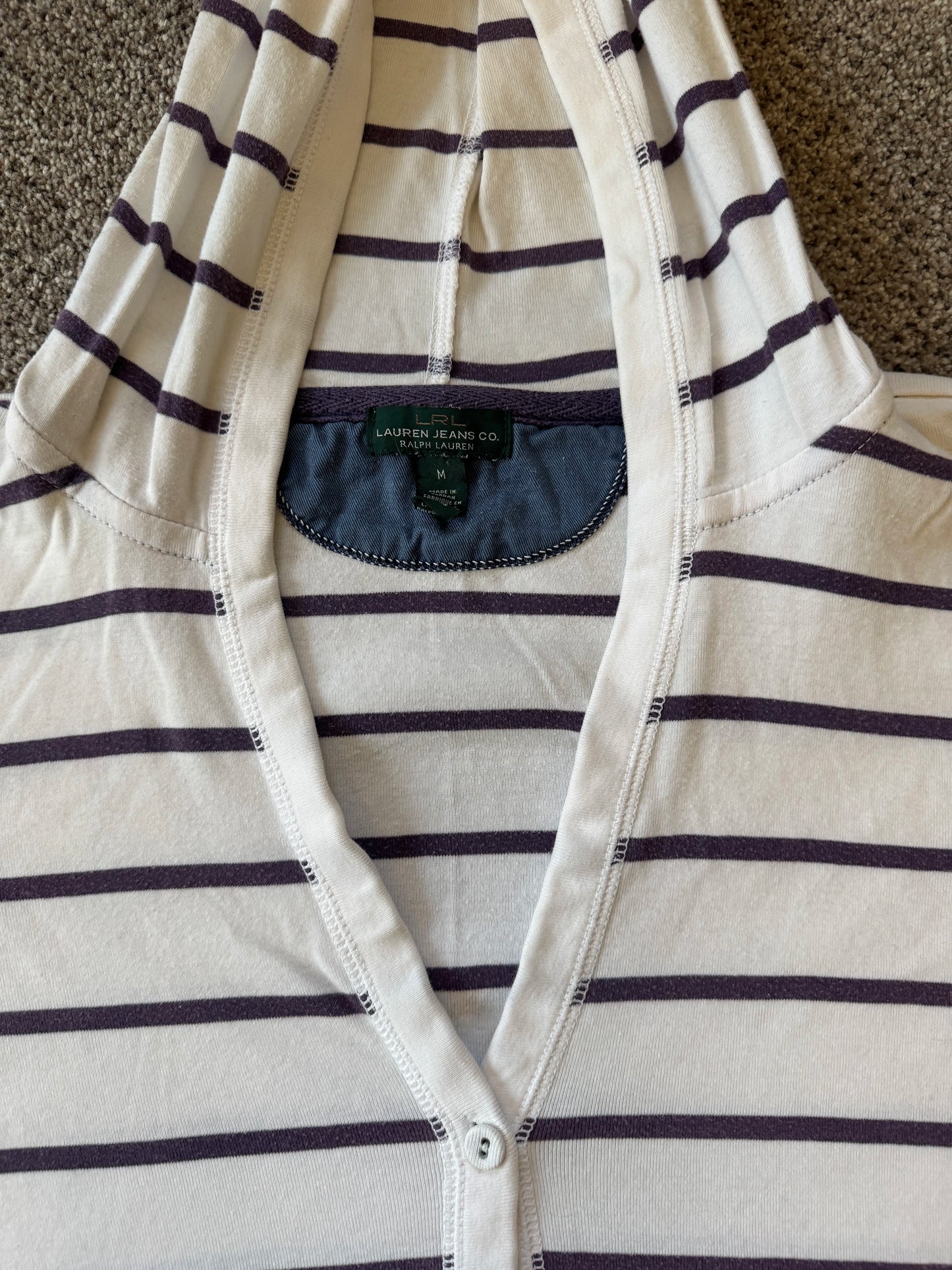 Women's Medium Ralph Lauren White Hooded Cardigan